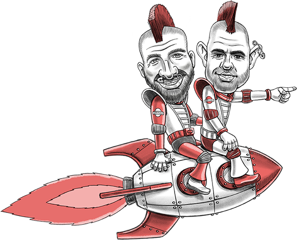 Paul and James on a Rocket